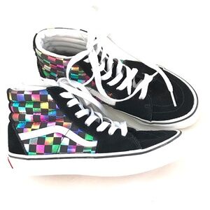 VANS Skate Sneakers High Top Rainbow Pink Girls Size 3